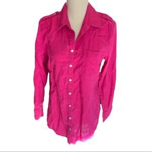 Pink Soft surroundings linen button down shirt. Size medium.